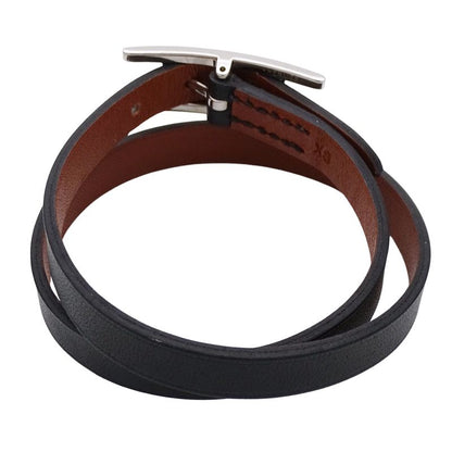 Hermes Bracelet Double Tour Black Brown Silver XS Reversible