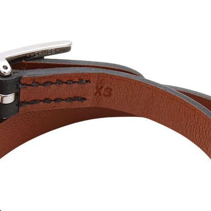 Hermes Bracelet Double Tour Black Brown Silver XS Reversible