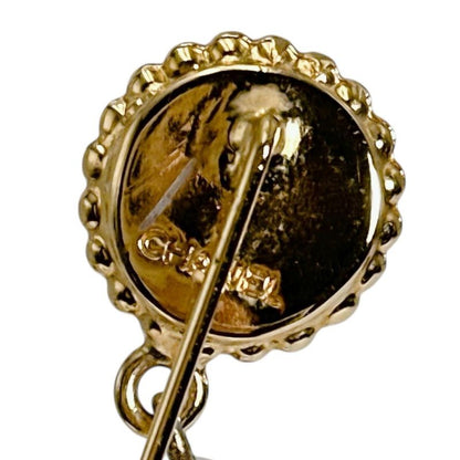 Chanel Clover Pin Brooch Drop Pearl Gold