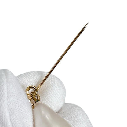 Chanel Clover Pin Brooch Drop Pearl Gold