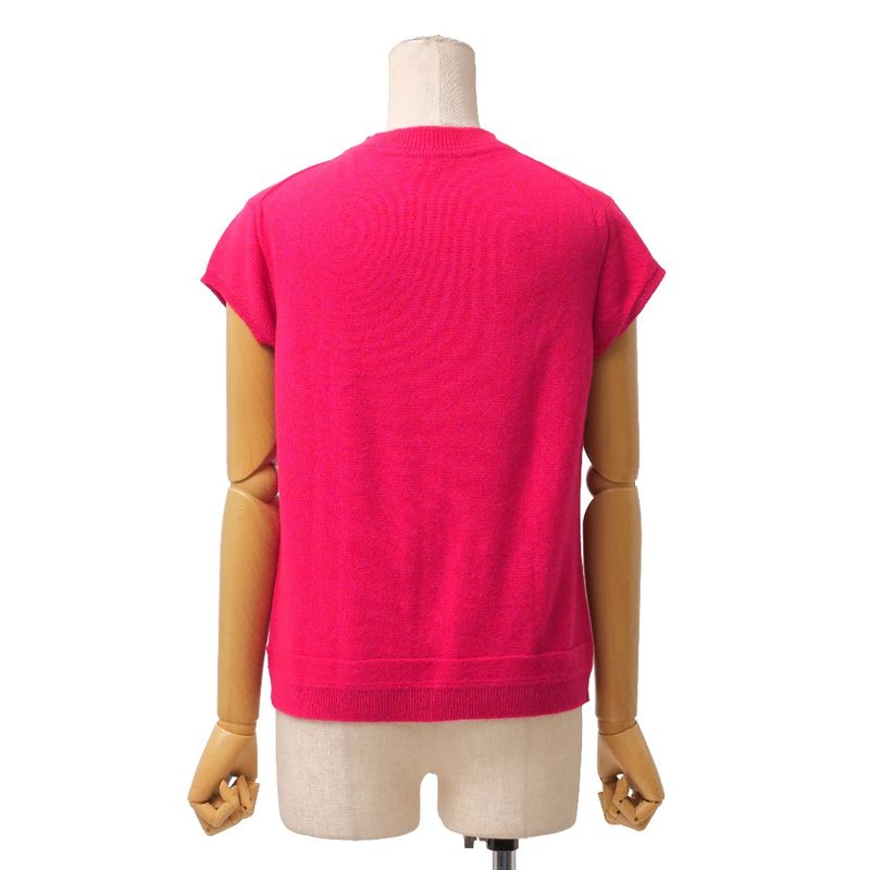 Hermes Knit 36 Button Decoration All Cashmere Sweater Short Sleeve