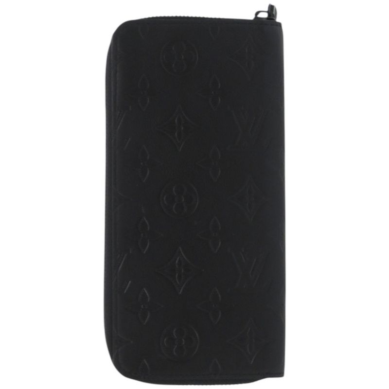 Louis Vuitton Zippy Wallet Vertical Shadow Leather Black LV Long