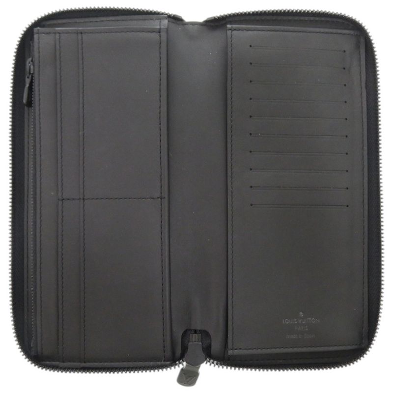 Louis Vuitton Zippy Wallet Vertical Shadow Leather Black LV Long