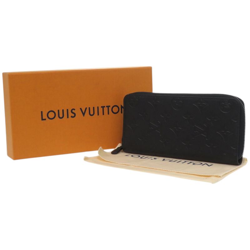 Louis Vuitton Zippy Wallet Vertical Shadow Leather Black LV Long