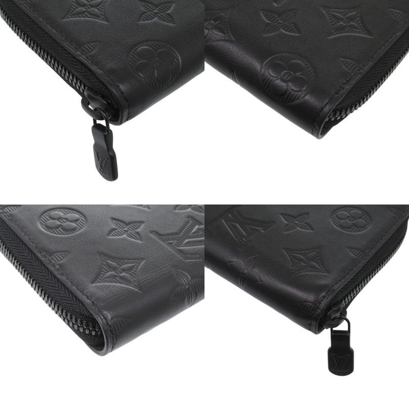Louis Vuitton Zippy Wallet Vertical Shadow Leather Black LV Long
