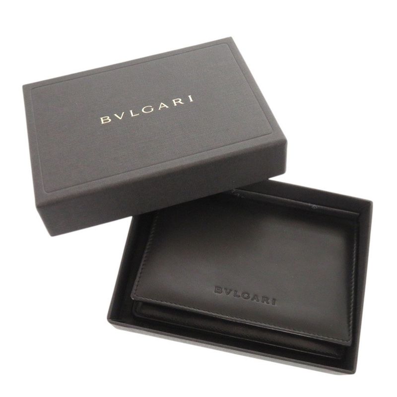 Bvlgari Leather Black Card Case Business Holder