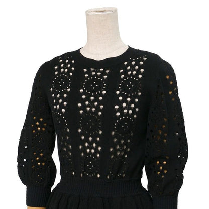 Chanel Dress 34 CC Button CC Logo Rhinestone Knit Black