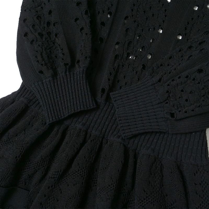Chanel Dress 34 CC Button CC Logo Rhinestone Knit Black
