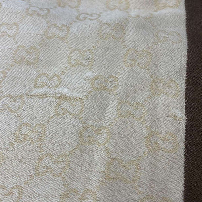 Gucci Ggmonogram Striped Wool Silk Shawl Beige
