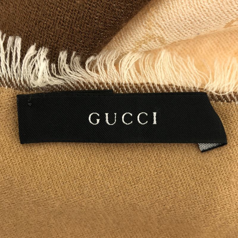 Gucci Ggmonogram Striped Wool Silk Shawl Beige