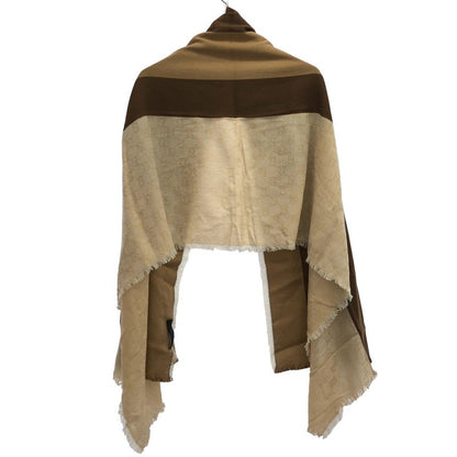 Gucci Ggmonogram Striped Wool Silk Shawl Beige