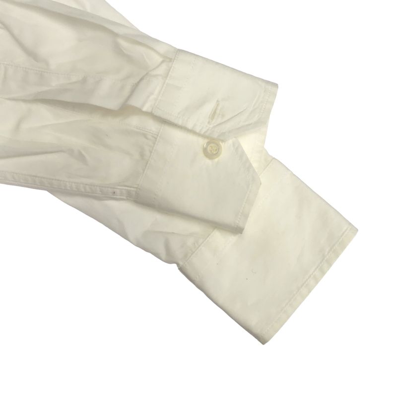 Prada Gathered High Neck Back Button Blouse White 36