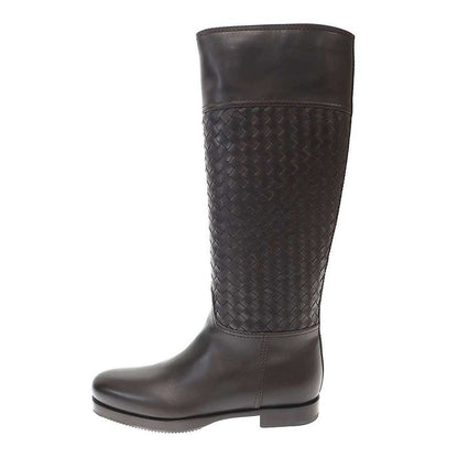Bottega Veneta Intrecciato Leather Long Boots Brown 36