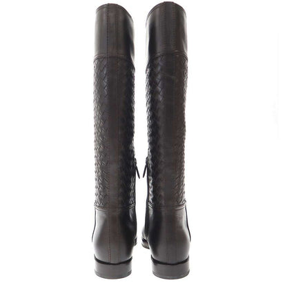 Bottega Veneta Intrecciato Leather Long Boots Brown 36
