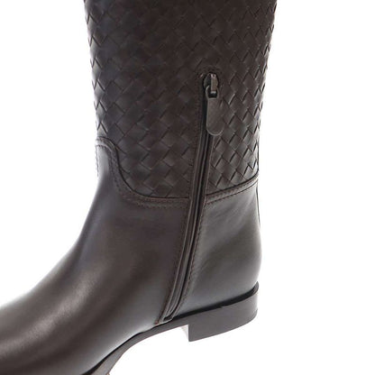 Bottega Veneta Intrecciato Leather Long Boots Brown 36