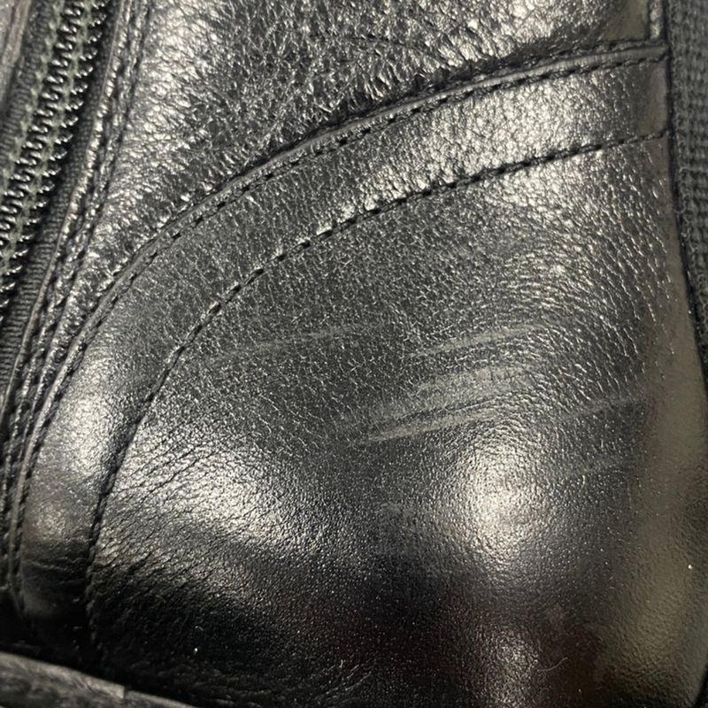 Dior Christian Ground Leather Belt Combat Boots Black 36.5