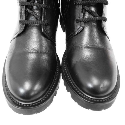 Dior Christian Ground Leather Belt Combat Boots Black 36.5
