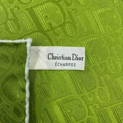 Dior Christian Scarf Silk All Over Pattern Green