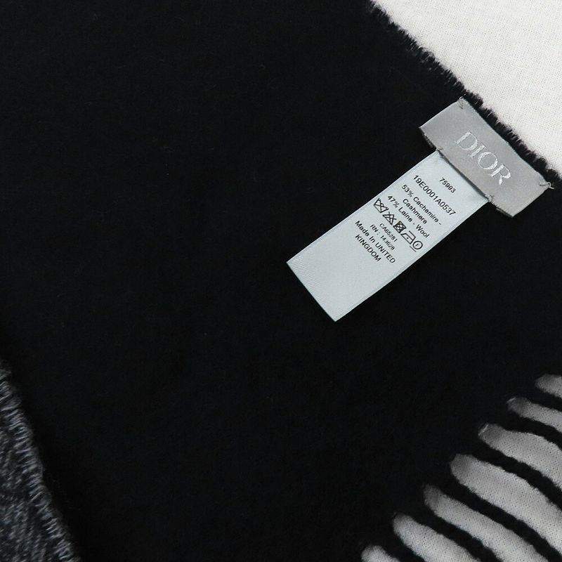 Dior Au Bree Double Face Muffler Gray Cashmere Wool Scarf