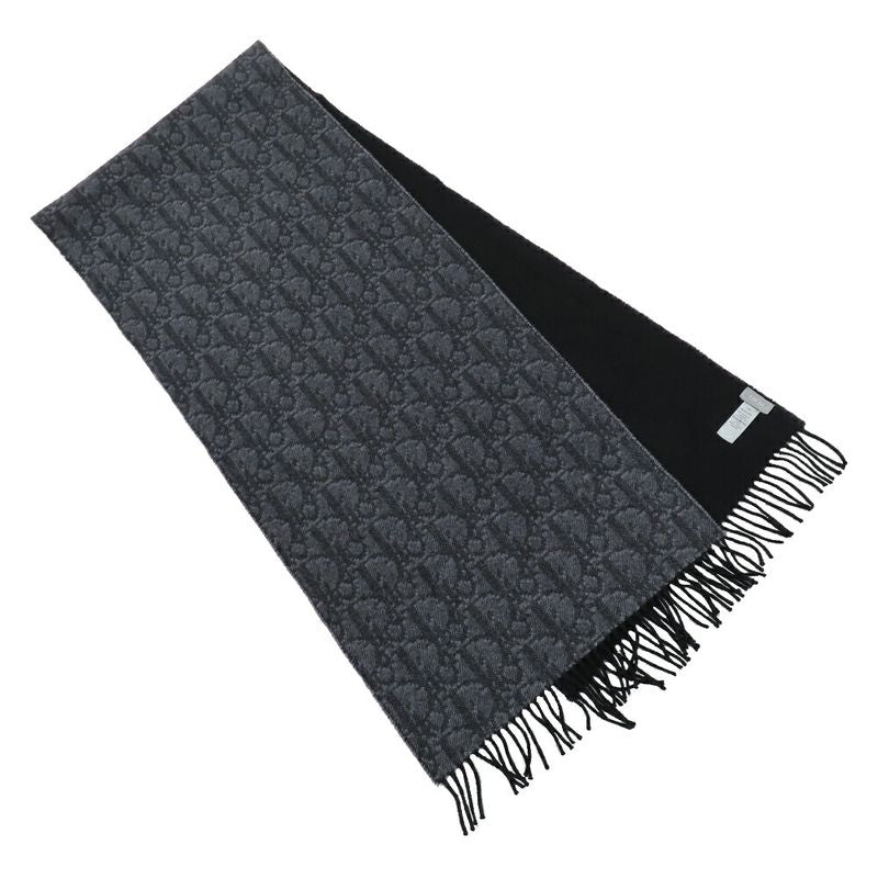 Dior Au Bree Double Face Muffler Gray Cashmere Wool Scarf