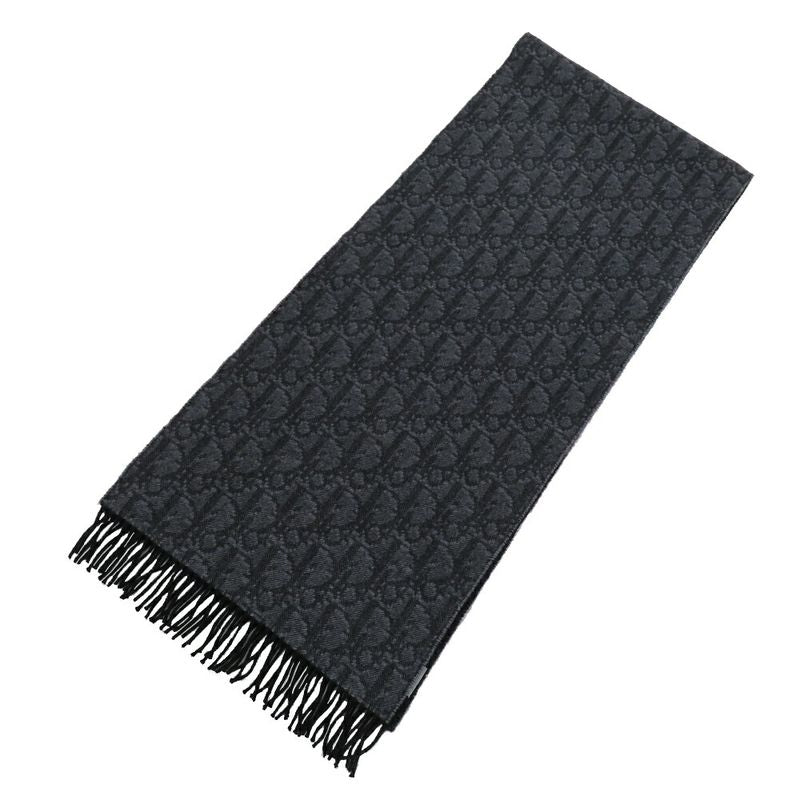 Dior Au Bree Double Face Muffler Gray Cashmere Wool Scarf