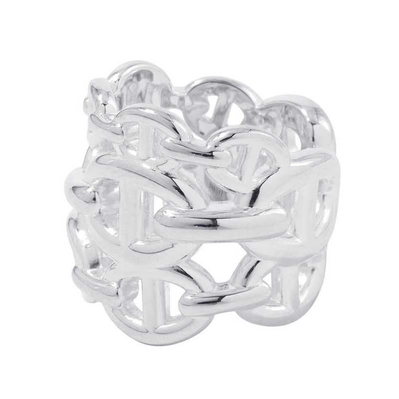 Hermes Ring Chaine D'ancre GM Enchainee Silver 48