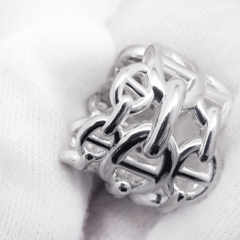 Hermes Ring Chaine D'ancre GM Enchainee Silver 48