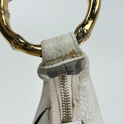 Gucci Logo Shoulder Bag Sherry Line Web Bamboo Motif One Leather