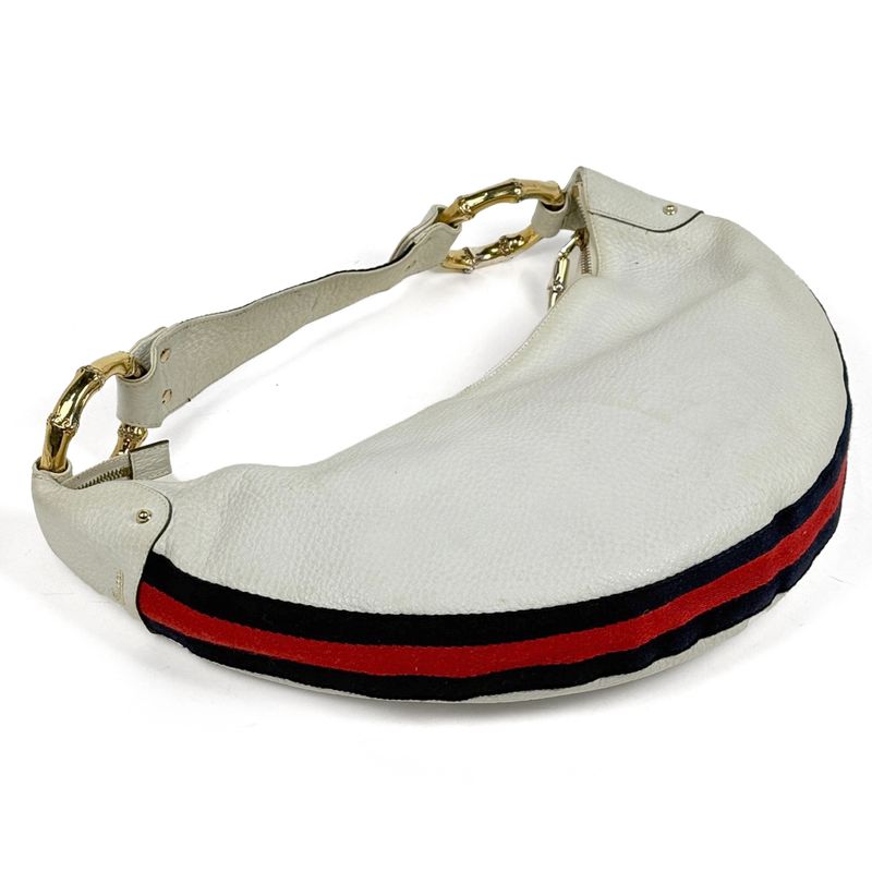 Gucci Logo Shoulder Bag Sherry Line Web Bamboo Motif One Leather