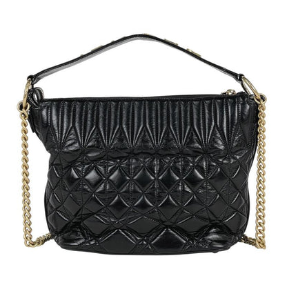 Chanel Logo Chain Shoulder Bag 2-Way Leather Black