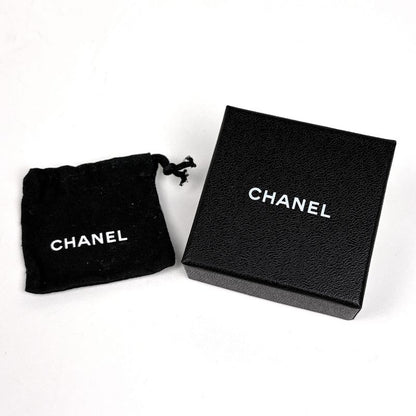 Chanel CC Logo Rhinestone Earrings Silver Plated
