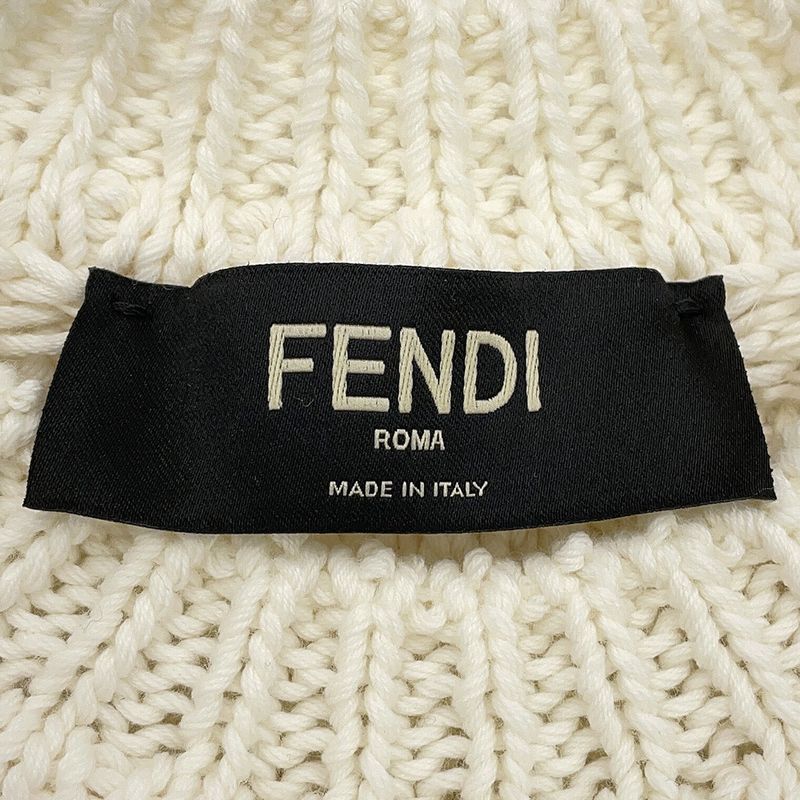 Fendi Knit FF Logo Pullover Sweater Cotton 46 Top White