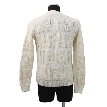 Fendi Knit FF Logo Pullover Sweater Cotton 46 Top White