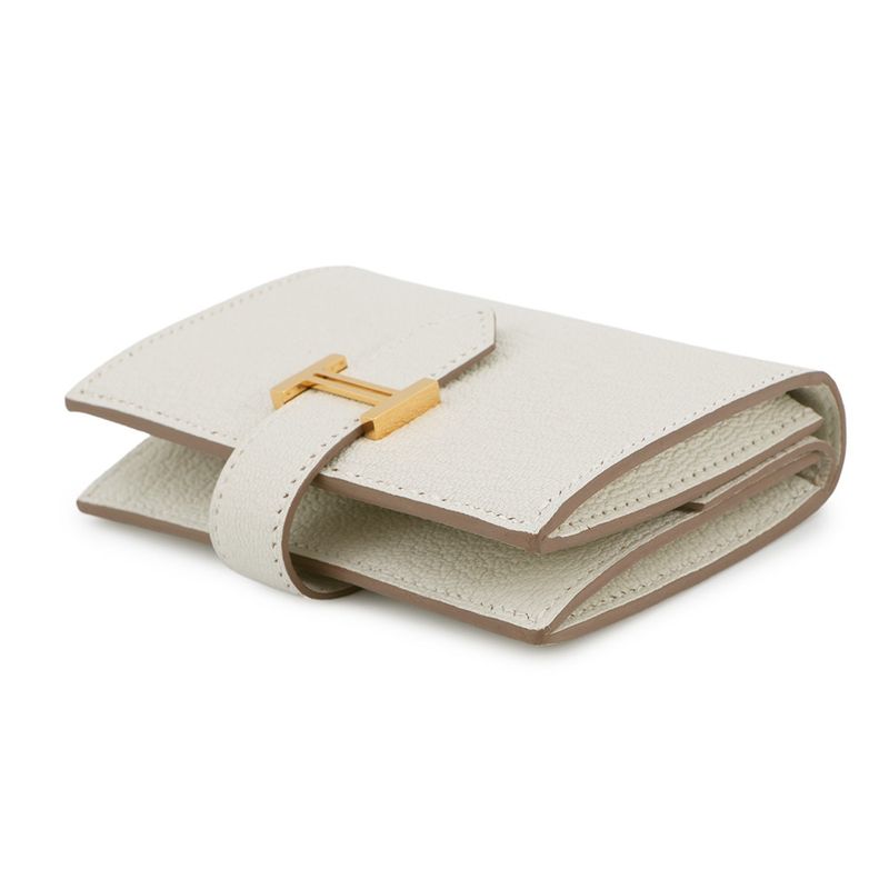 Hermes Card Case Bearn Mini Coin Purse Mushroom Gold Chevre Misor