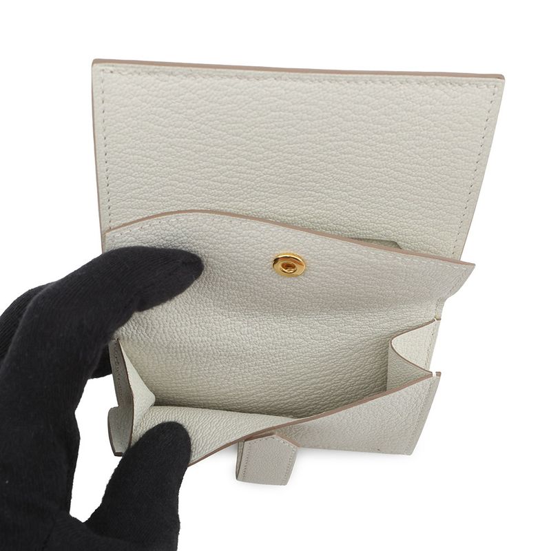 Hermes Card Case Bearn Mini Coin Purse Mushroom Gold Chevre Misor