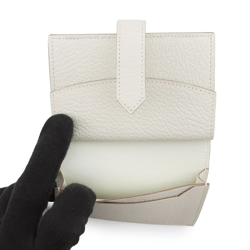 Hermes Card Case Bearn Mini Coin Purse Mushroom Gold Chevre Misor
