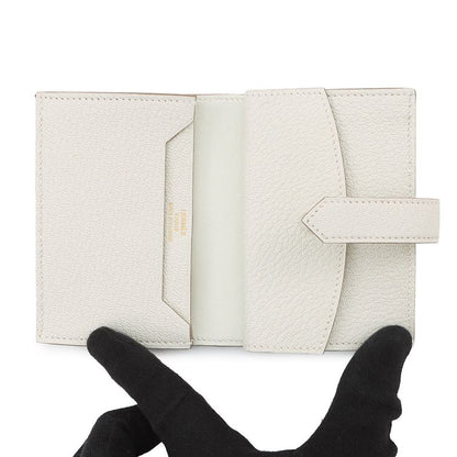 Hermes Card Case Bearn Mini Coin Purse Mushroom Gold Chevre Misor