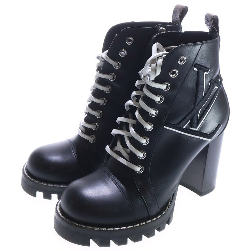 Louis Vuitton Star Trail Line Logo Ankle Heel Boots Black