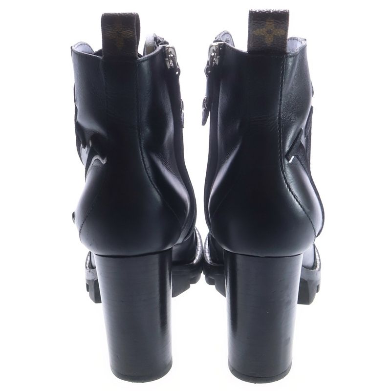Louis Vuitton Star Trail Line Logo Ankle Heel Boots Black