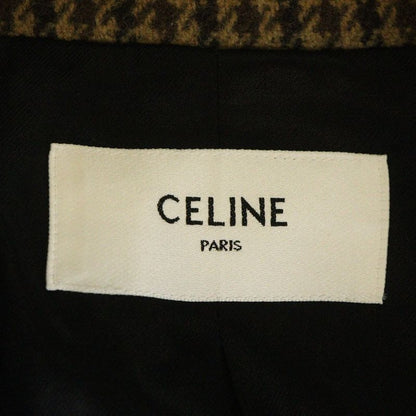 Celine Eddie Era Houndstooth Wool Chester Star Coat Brown