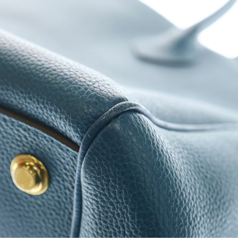 Louis Vuitton Mila MM Corvere Handbag Blue Leather