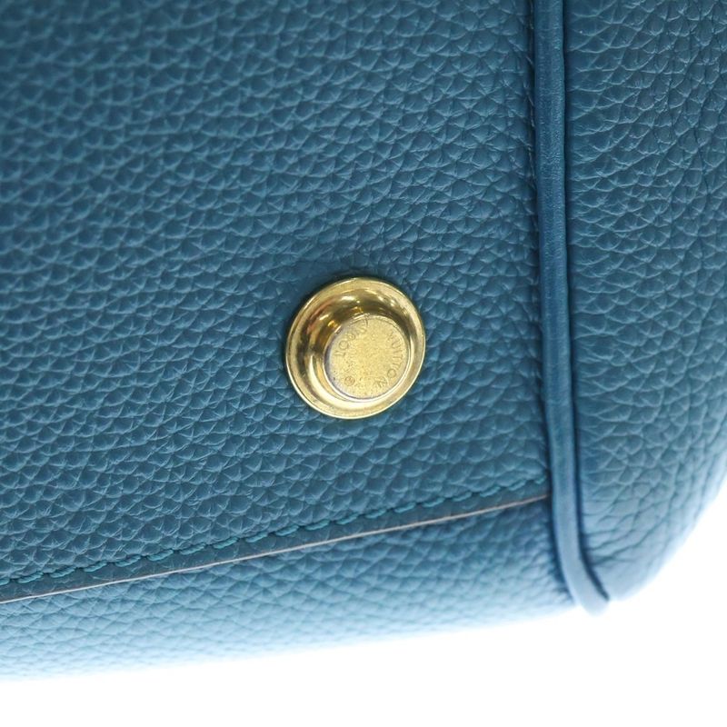 Louis Vuitton Mila MM Corvere Handbag Blue Leather