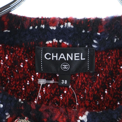 Chanel Tweed Jacket Silk Alpaca Blend No Color Navy Red