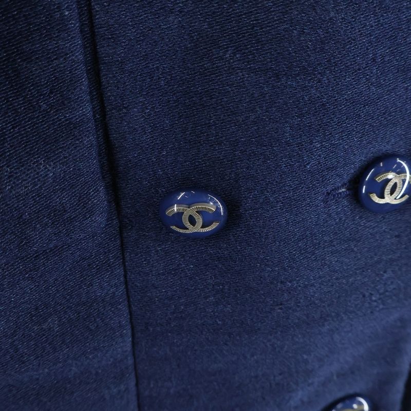 Chanel Lining Logo Cotton Dress Jacket Navy
