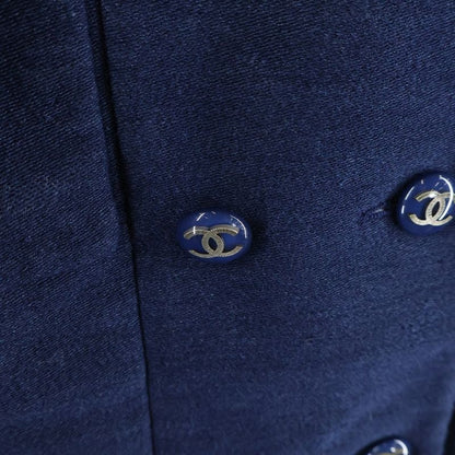 Chanel Lining Logo Cotton Dress Jacket Navy