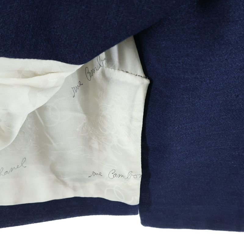 Chanel Lining Logo Cotton Dress Jacket Navy