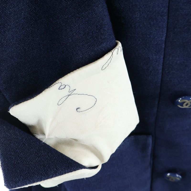 Chanel Lining Logo Cotton Dress Jacket Navy