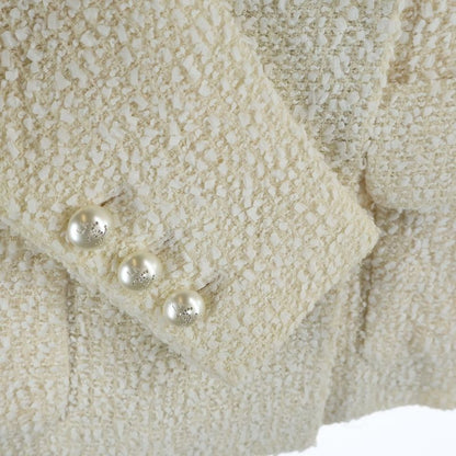 Chanel Pearl Button Tweed Jacket Ivory