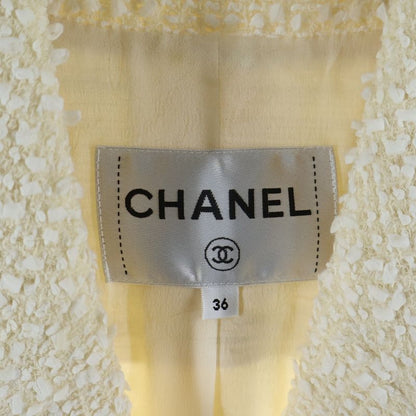 Chanel Pearl Button Tweed Jacket Ivory