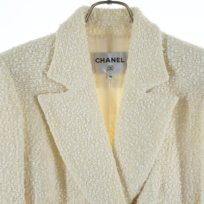 Chanel Pearl Button Tweed Jacket Ivory